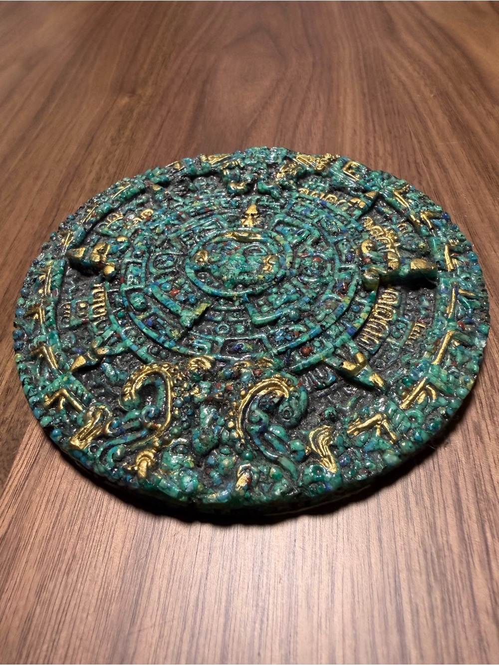 Turquoise Green Aztec Wall Plaque - Decorative Home Art